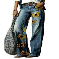 Beiwei Žene Ležerne tipke Ljetne traper pantalone patentni džepovi, Bočni džepovi za odmor