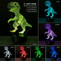 Peartso 3D Dinosaur Dječja noćna lampica LED boje Promjena ukrasa osvjetljenja Kreativna poklon lampa