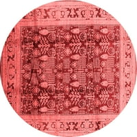 Ahgly Company u zatvorenom okruglom orijentalnim crvenim tradicionalnim prostirkama područja, 3 'runda