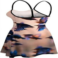 Leteće ptice Silhouetes Women Mini haljina bez rukava Sling plaža Sunderss Print