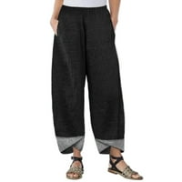 Žene Ležerne prilike pamučne lanene patchwork neregularne labave pantalone hlače za žene Radne hlače