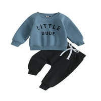 Toddler Boys Proljeće Slabi odjeće Pismo Ispis Crew Crt Dukserice dugih rukava i duge hlače postavljene 0- godine