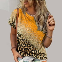 Ljetni vrhovi za žene kratki rukav bluze Regularne fit t majice Pulover tees vrhovi Leopard Ispis T-majice