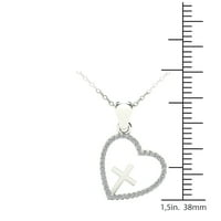Aaxia 10k bijelo zlato 1 10CT TDW Diamond nagnuto srce i ogrlica za privjesak