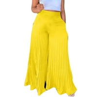 Ganfancp nove hlače Ženska modna casual pune boje elastične hlače za struk široke noge pantalone hlače