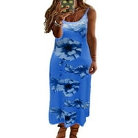 Pfysere Women Strappy cvjetni gradijentni gradijent Crw sandress dugačak maxi haljina plava m
