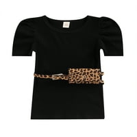 Thefound Ljetne modne modne djevojke oblače kratke pufne rukave čvrste haljine s leopardom otisnutim