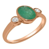 Britanci napravio 9K ružičasti zlatni prsten s prirodnim smaragdnim i kubnim cirkonijskim ženskim godišnjim