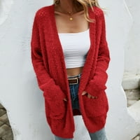 Aoksee džemperi za žene Žene Ležerne prilike Solid labavi pleteni plemen dugih rukava džemper s dugim