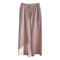 Hlače za žene Ženske pamučne posteljine pantalone nacrtavanje elastičnih struka bočni džepovi visokog