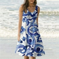 Haljine jesenska plaža cvjetna okrugla izrez rukavica modne haljine za sunčanje 3xl