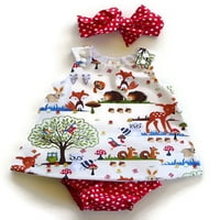 Novorođena dječja djevojka Božićna odjeća set bez rukava na vrhu životinjskog tiska haljine + kratke