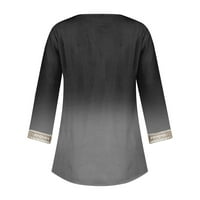 HVYeš vrhovi rukava za žene Ljeto Dressy Casual V izrez T košulje Grafički prozračivo meke bluze Tri četvrtine rukava