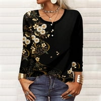 Košulje s dugim rukavima za žene uzorak Ispis Grafički teški bluze casual plus veličine osnovni vrhovi pulover