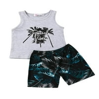 Wybzd Toddler Kids Baby Boys Ljetna odjeća setovi majica bez rukava, majica + palmine kratke hlače od