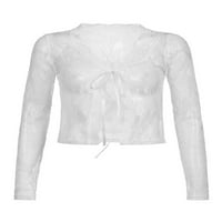 Ženska majica Sexy Vidi preko Cardigana Dugih rukava čipke mrežice Vintage vrhovi