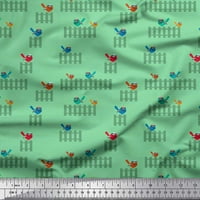Soimoi Rayon Tkaninski viket ograde i ptice umjetničko otisnuto zanata tkanina od dvorišta široka