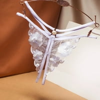 SKPBlutn Ženske gaćice Niski struk Cvjetni vez šuplji prozirni mrežični remen otvoreni međunožnom gnojem donje rublje Bijela jedna veličina