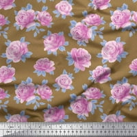 Soimoi pamučna patcka sa saćenim dizajnom, lišće i ruža cvjetna tiskana tkanina od dvorišta široka