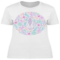 Mačka Cvjetni uzorak majica Žene -Image by Shutterstock, ženska srednja