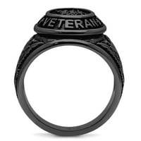 Veteran prsten: vojska, mornarica, marinci, vazduhoplovne snage, obalna straža, crna, veličine 10