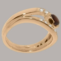 Britanci napravio je 9k ružični zlatni prirodni Garnet & Diamond Womens Band prsten - Opcije veličine
