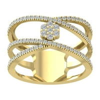Araiya 10K žuti zlatni dijamantski prsten za klaster, veličine 8