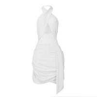 Haljine za žene plus veličine Ženska klirenca Bodycon Solid Halter kratke seksi seksi haljine bijele xl