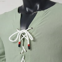 Paille Muška majica V izrez Tunika Košulja dugih rukava Ležerna za odmor Green S