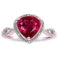 Star K Vintage Look Halo Veliki kruški oblik stvorio je rubin prsten u KT ruži Gold Veličina Ženska