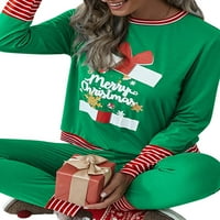 Lilylll Womens Božićne pidžame dugih rukava Hlače Loungwear Sleep odjeća plus veličine PJS