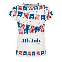 PBNBP Ženska četvrta jula Modna američka zastava Dan za zastavu Grafičke majice za žene Crewneck Kratki rukav Ležerne prilike