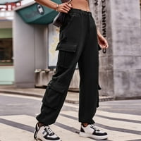 HHEI_K ženske modne ležerne prilike čvrste boje traperice u kombinezonima sportske hlače posteljine hlače za žene