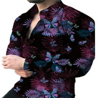 Beiwei MENS Jesen rever vrat Majica Geometrijska regularna fit bluza Dugme Down Majica za odmor