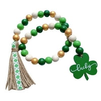 Vikakiooze Domaći dekor ispod 5 dolara, Sveti Patricks Day Wood Bead Garland-Seoska kuća perle sa zelenim