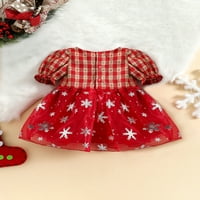 Meihuida dječje djevojke za božićnu haljinu haljina s kratkim rukavima snježna pahuljica Ispis plairana