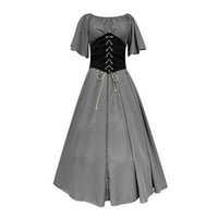 Gotičke haljine Retro haljine za žene Ženska haljina za okrugle vrata od ramena Srednjovjekovne vintage