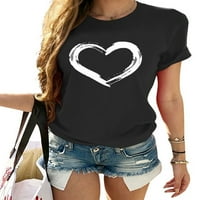 LUMENTO WOMENS kratki rukav vrhovi kratkih rukava s majicama Ljetni bluze Love Heart Print Basic Tees