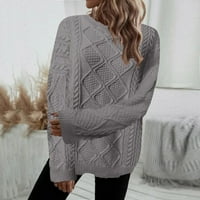 Tosmy ženski džemperi žene Žene turtleneck kabeli pleteni džemper s dugim rukavima za žene