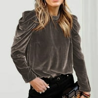 Ženska bluza Pola visokog ovratnika Dizajn natkrivenih ramena dugih rukava Ženska bluza Jesen Zima Solid