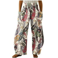 Yubatuo pantalone za žene modne casual vintage boemske print casual labave hlače plus veličine labave