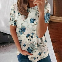 Strungten Trendy Ljetne košulje Ženske modne Ležerne prilike, Ležerna majica Kratki rukav okrugli vrat Pulover bluza na vrhu ženskih majica