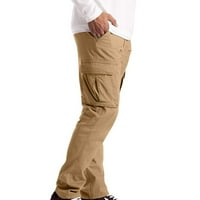 NJSHNMN Muške planinarske hlače Radno nošenje borbene sigurnosne teretne džepove pune hlače, Khaki,