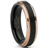 Muški volfram Carbide Black brušeni vjenčani pojas Rose Goldtone Ring Comfort Fit 10.5