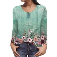 Ženske majice Ležerne prilike s dugim rukavima, majica s majicama s floralnim prstima