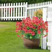 Asisol Artifični ljubiči Cvijeće na otvorenom UV otporne na lažne plastične biljke unutarnjeg visećih biljaka Garden Torch Window Bo kućni vjenčani seoski kuća, crveni