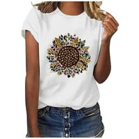 Ljetne košulje za žene labave odjeće za djevojke okrugla izrez bluza za suncokret grafički print The