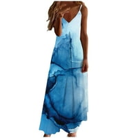 Charella Wemens tiskana prsluka SLING haljina Summer rukava V-izrez Casual Long Maxi haljina plava,
