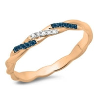 0. Carat 14K Rose Gold Okrugli rez plavi i bijeli dijamantski ženski vrtložni godišnjica vjenčanica