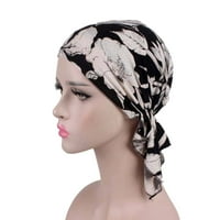 Hemorski šal hemotika visokokvalitetna žena rastegnuta turban pamuk Beanie prije vezani šal dama za kosu za kosu Headwear crna s cvijećem